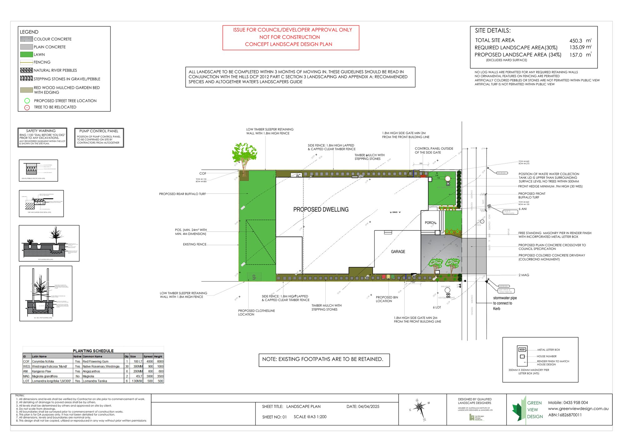 Example residential landscape plan prepared by Green View Design